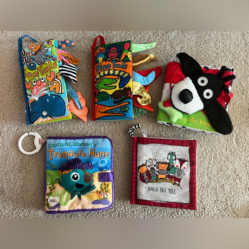 LOT Touch Feel Sensory Activity Cloth Books Manhattan Toy Lamaze Jellycat